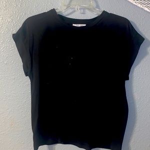 Zara size S cuffed sleeve black top